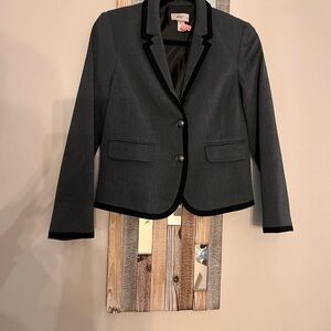 LOFT Gray Blazer with Black Trim size 0 petite